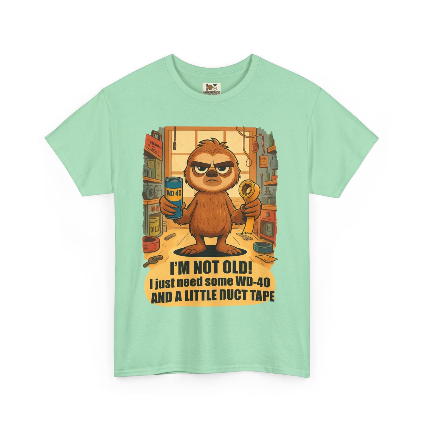 Funny Quote Tee, I'm Not Old WD-40 Sloth Shirt, Gift for Dad, Birthday Humor T-Shirt, Unisex Funny Cotton Top