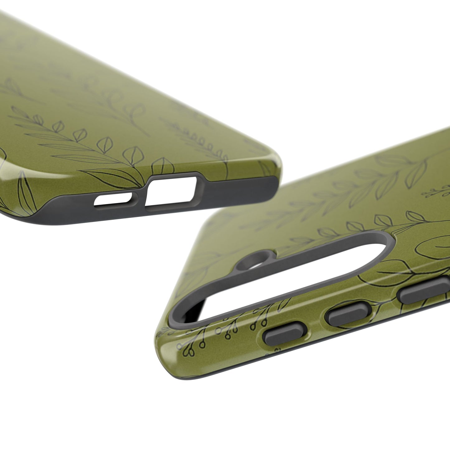 Stylish Phone Case, Botanical Design, Tough Phone Cover, Green Floral Case, Nature Inspired Gift, Eco-Friendly Accessory