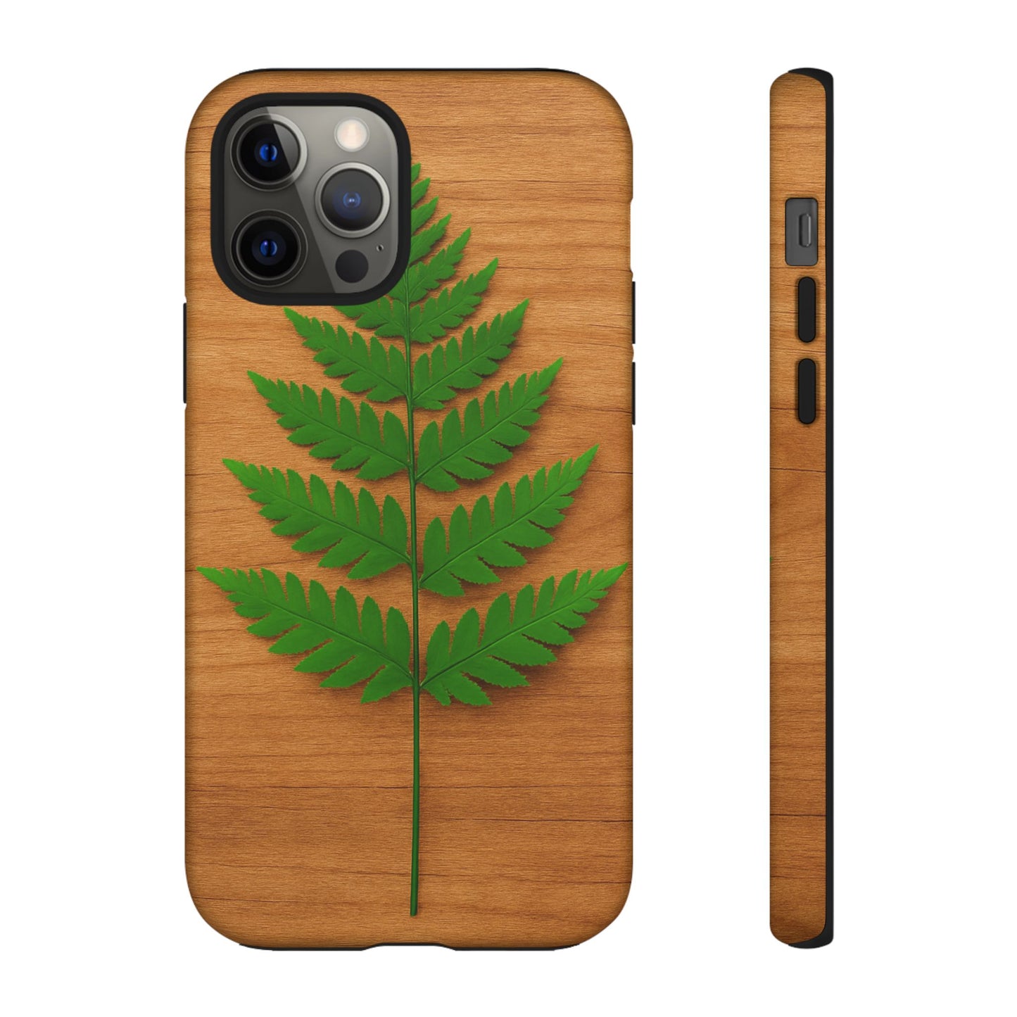 Wooden Fern Phone Case - Eco-Friendly Tough Cases for Nature Lovers, Unique Gift, Customizable Design, Nature-Themed Accessories
