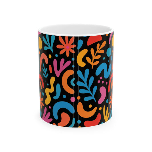 Colorful Abstract Ceramic Mug, Fun Coffee Cup, Vibrant Tea Mug, Unique Gift for Art Lovers, Eye-Catching Kitchen Decor