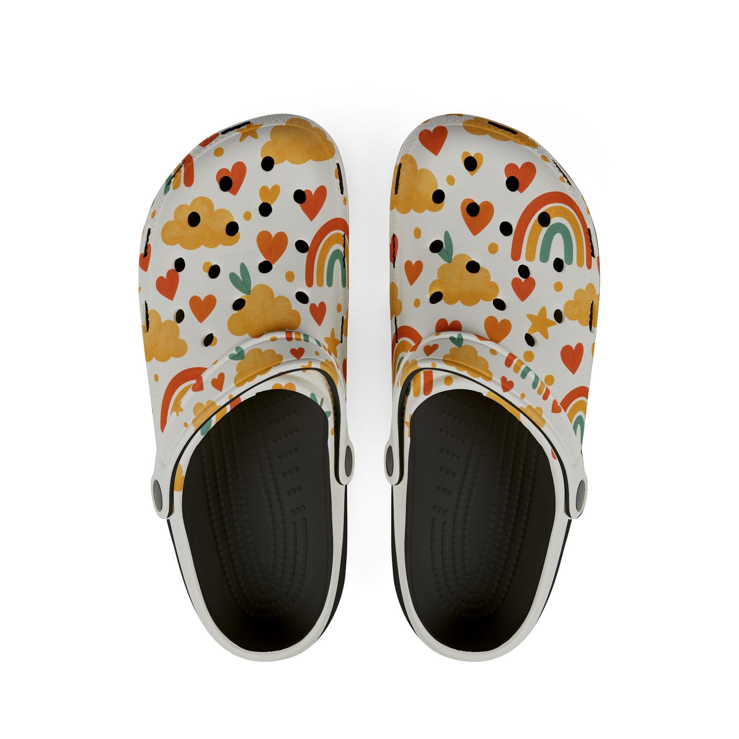 Vibrant EVA Foam Crocs – Fun Rainbow & Heart Design, Slip-On Comfort Shoes, Perfect for Summer Fun, Gardening, Holidays, Gifts