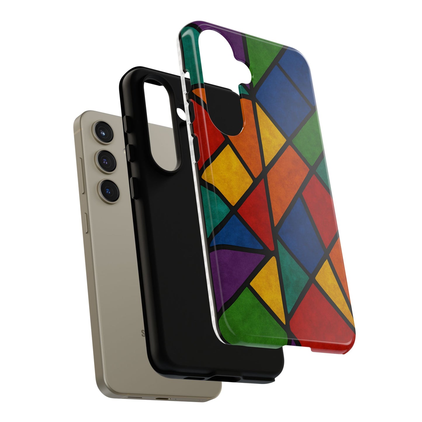Colorful Phone Case, Stained Glass Pattern, Artistic Phone Cover, Unique Smartphone Protection, Vibrant Gift for All Occasions