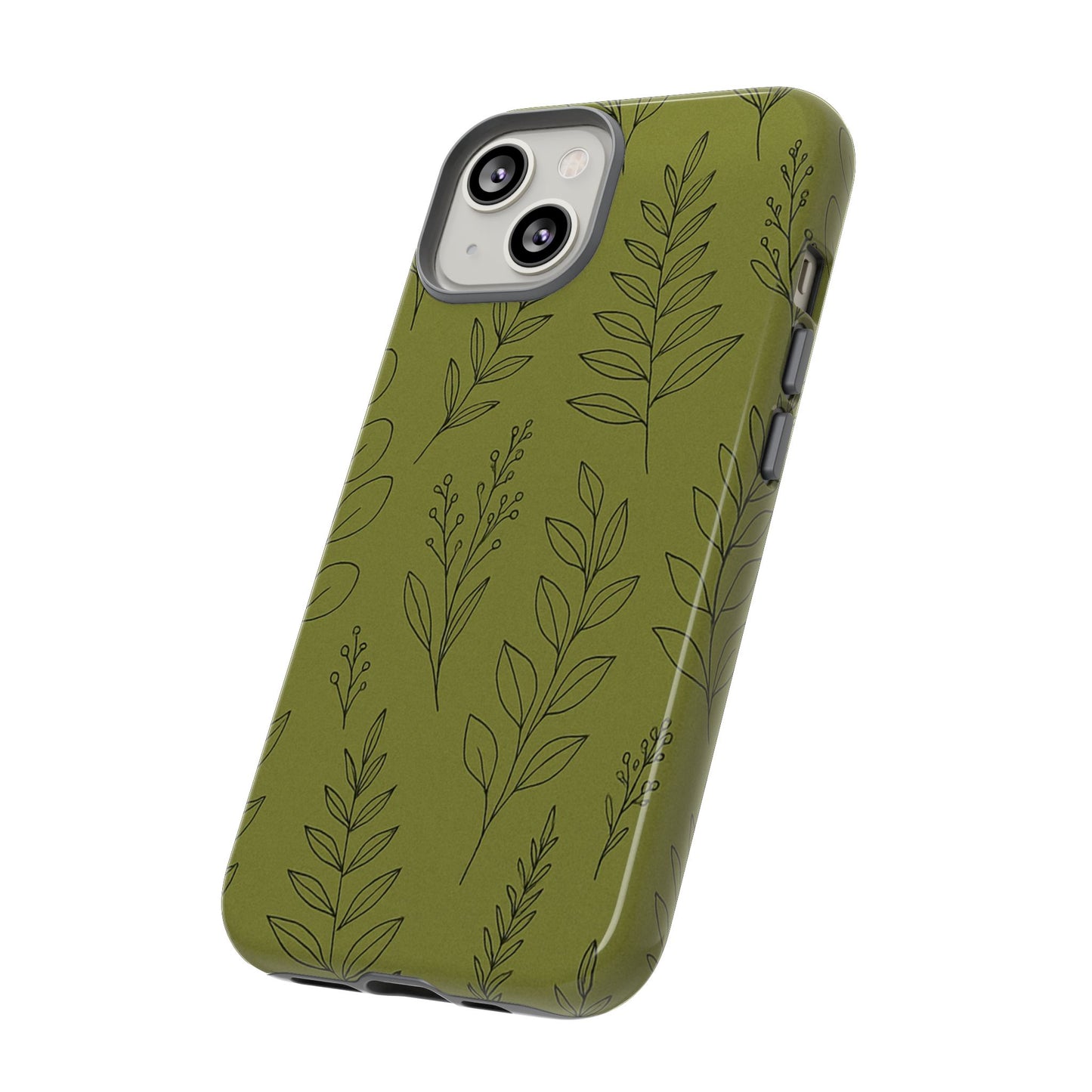 Stylish Phone Case, Botanical Design, Tough Phone Cover, Green Floral Case, Nature Inspired Gift, Eco-Friendly Accessory