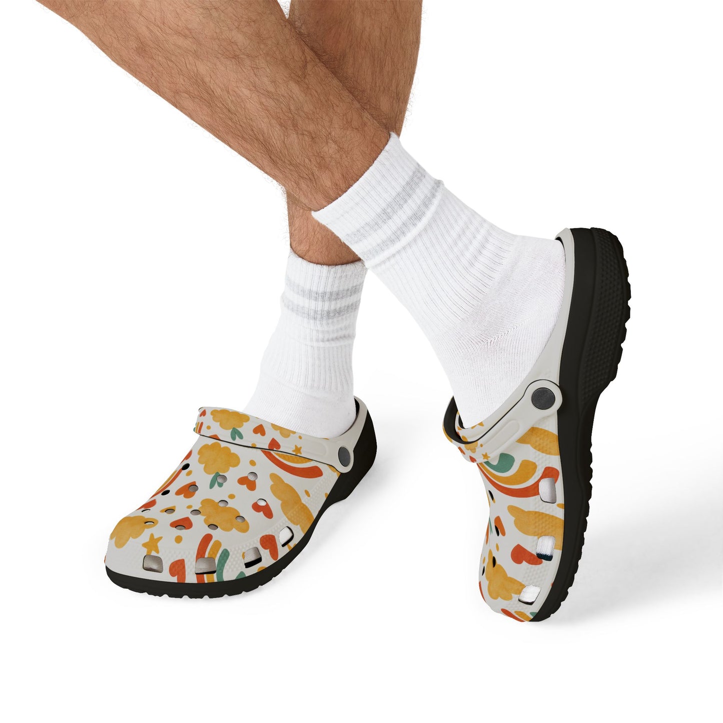 Vibrant EVA Foam Crocs – Fun Rainbow & Heart Design, Slip-On Comfort Shoes, Perfect for Summer Fun, Gardening, Holidays, Gifts