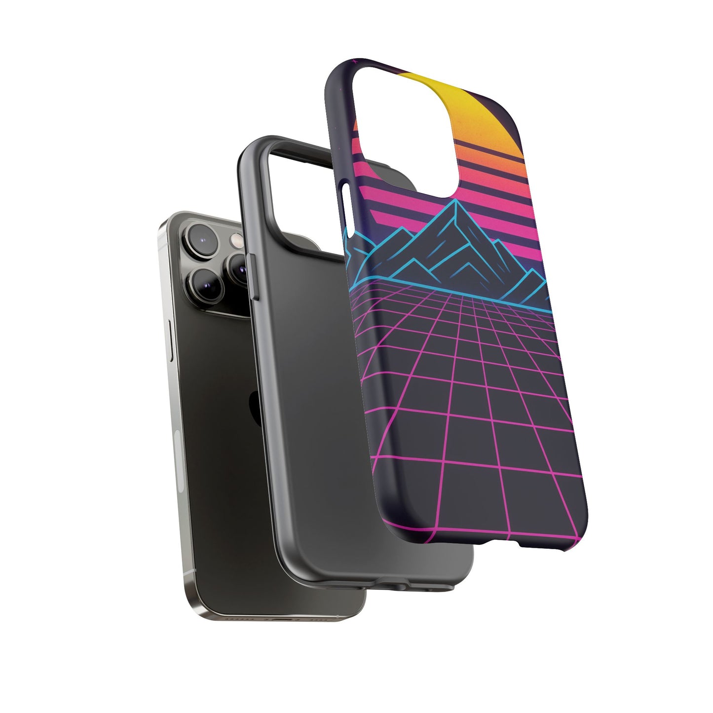 Retro Sunset Phone Case, Vintage Neon Case, 80s Aesthetic Cover, Gift for Tech Lovers, Unique Phone Accessories