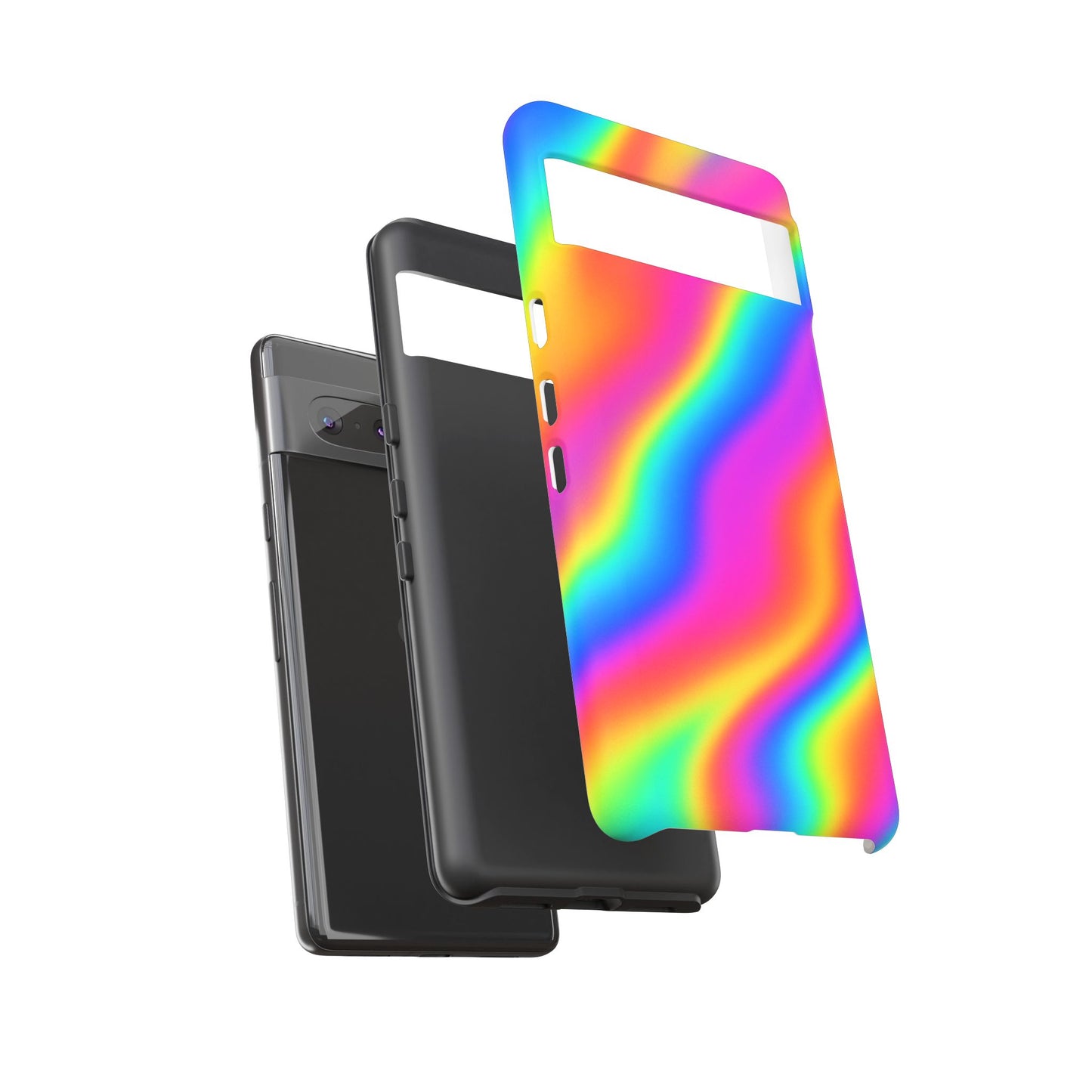 Rainbow Wavy Phone Case - Colorful Tough Cases for Stylish Protection, LGBTQ+ Pride Gift, Trendy Phone Accessory, Birthday, Holiday Present