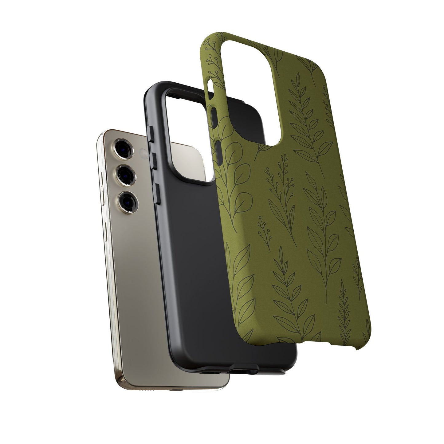 Stylish Phone Case, Botanical Design, Tough Phone Cover, Green Floral Case, Nature Inspired Gift, Eco-Friendly Accessory