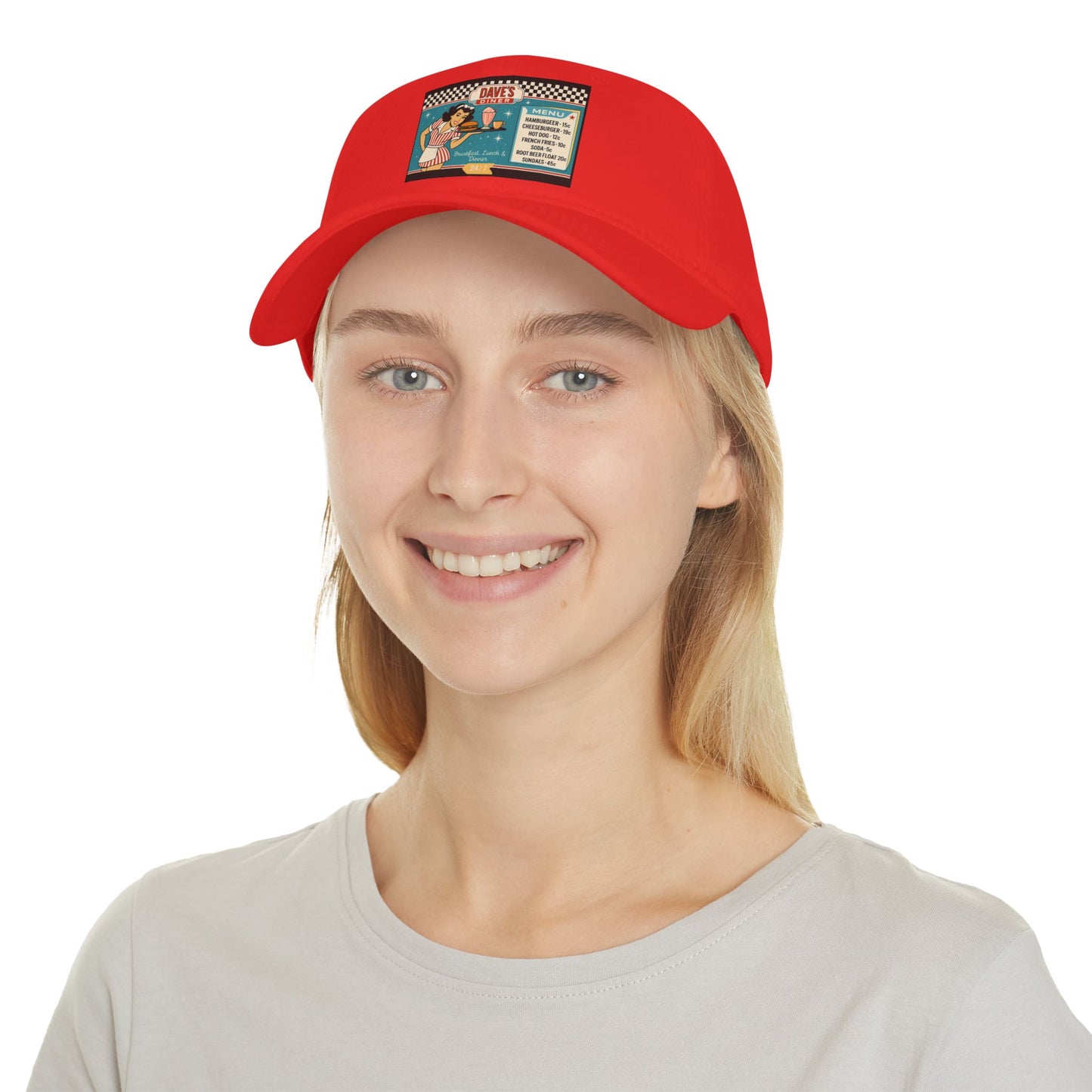 Retro Diner Low Profile Baseball Cap | Vintage Style Cap, Unisex Gift, Casual Headwear, Fun Accessory, Summer Vibes