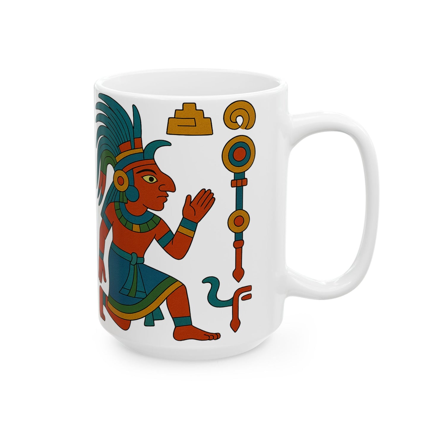 Vibrant Aztec Themed Ceramic Mug | Unique Gift for Coffee Lovers, Art Collectors, Home Decor, Cultural Enthusiasts, Birthday and Holidays, Aztec