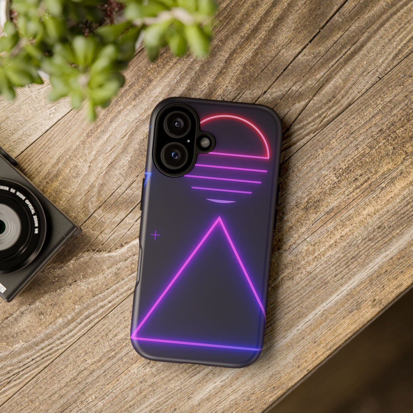 Retro Neon Phone Case, Tough Cases for iPhone, 80s Aesthetic Phone Cover, Abstract Neon Design, Gift for Tech Lovers