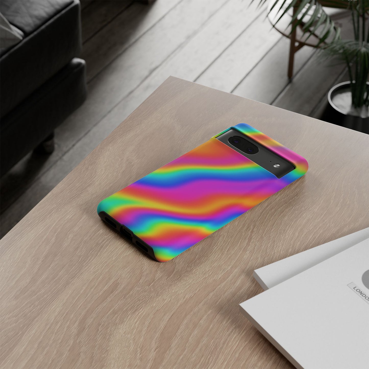 Rainbow Wavy Phone Case - Colorful Tough Cases for Stylish Protection, LGBTQ+ Pride Gift, Trendy Phone Accessory, Birthday, Holiday Present