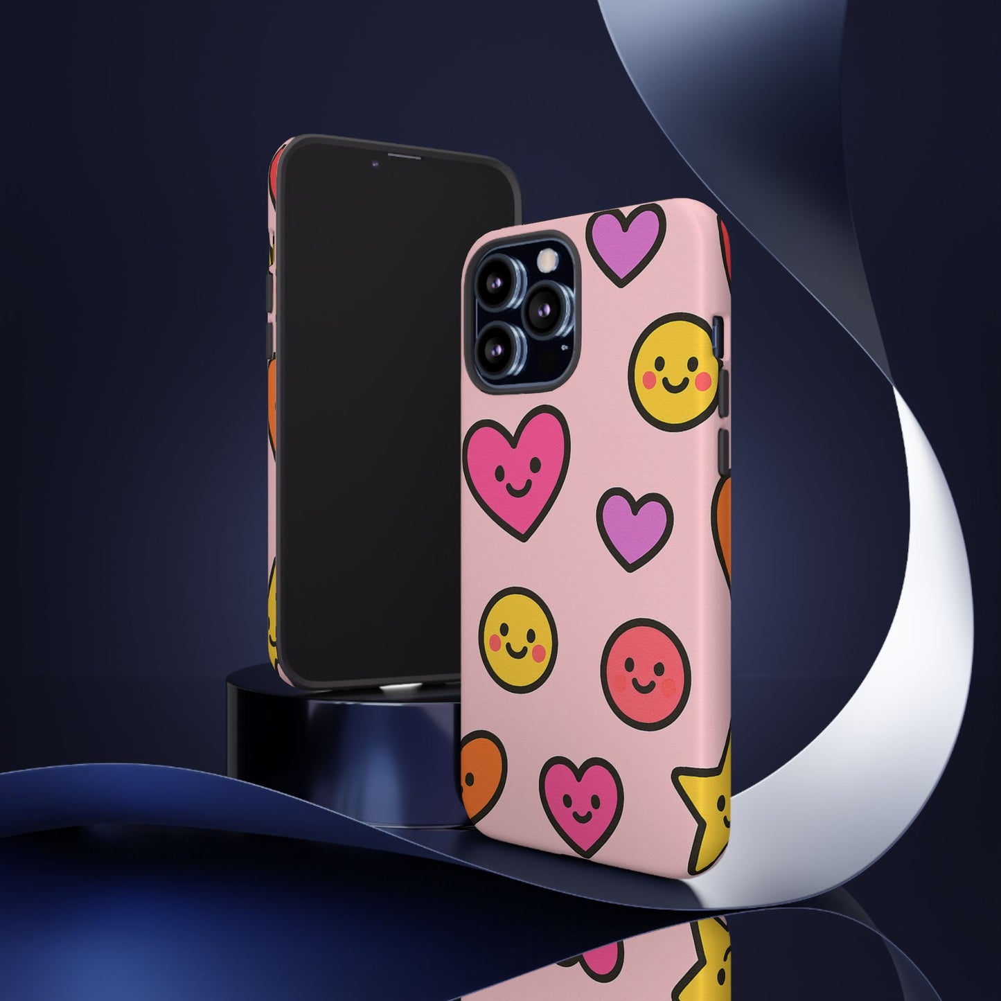 Cute Phone Case with Smiley Faces and Hearts, Fun Gift for Kids and Teens, Cellphone Protector, Birthday Present, Cute Accessories