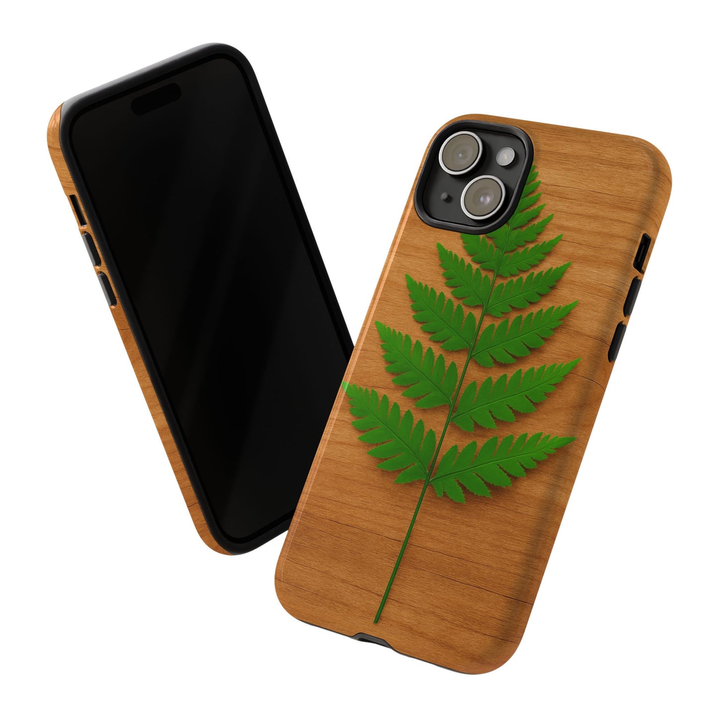 Wooden Fern Phone Case - Eco-Friendly Tough Cases for Nature Lovers, Unique Gift, Customizable Design, Nature-Themed Accessories