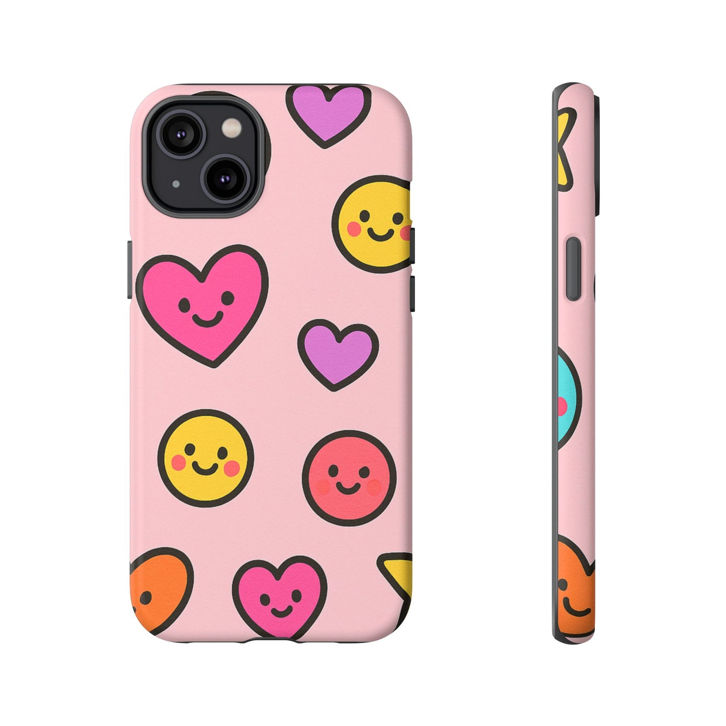 Cute Phone Case with Smiley Faces and Hearts, Fun Gift for Kids and Teens, Cellphone Protector, Birthday Present, Cute Accessories