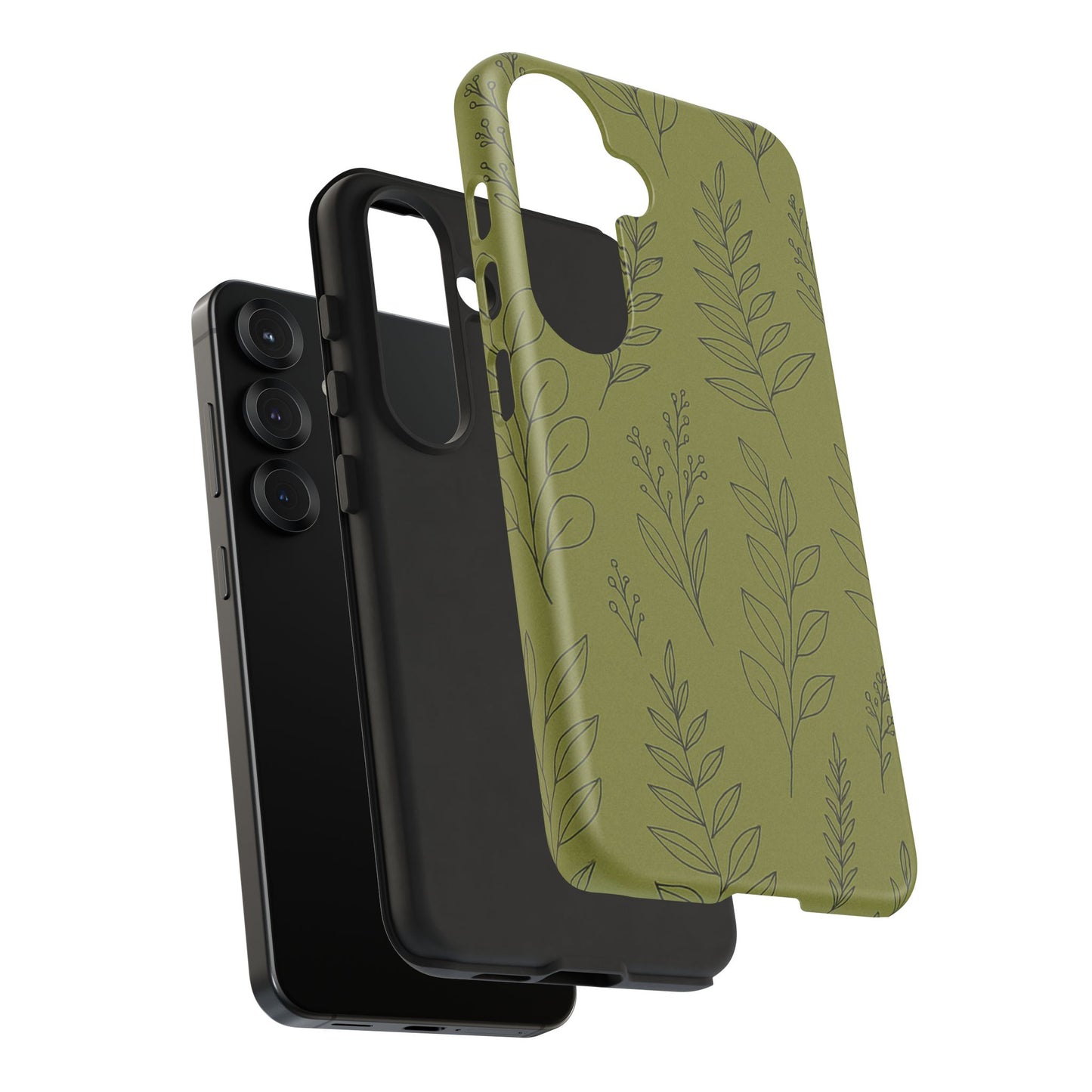 Stylish Phone Case, Botanical Design, Tough Phone Cover, Green Floral Case, Nature Inspired Gift, Eco-Friendly Accessory
