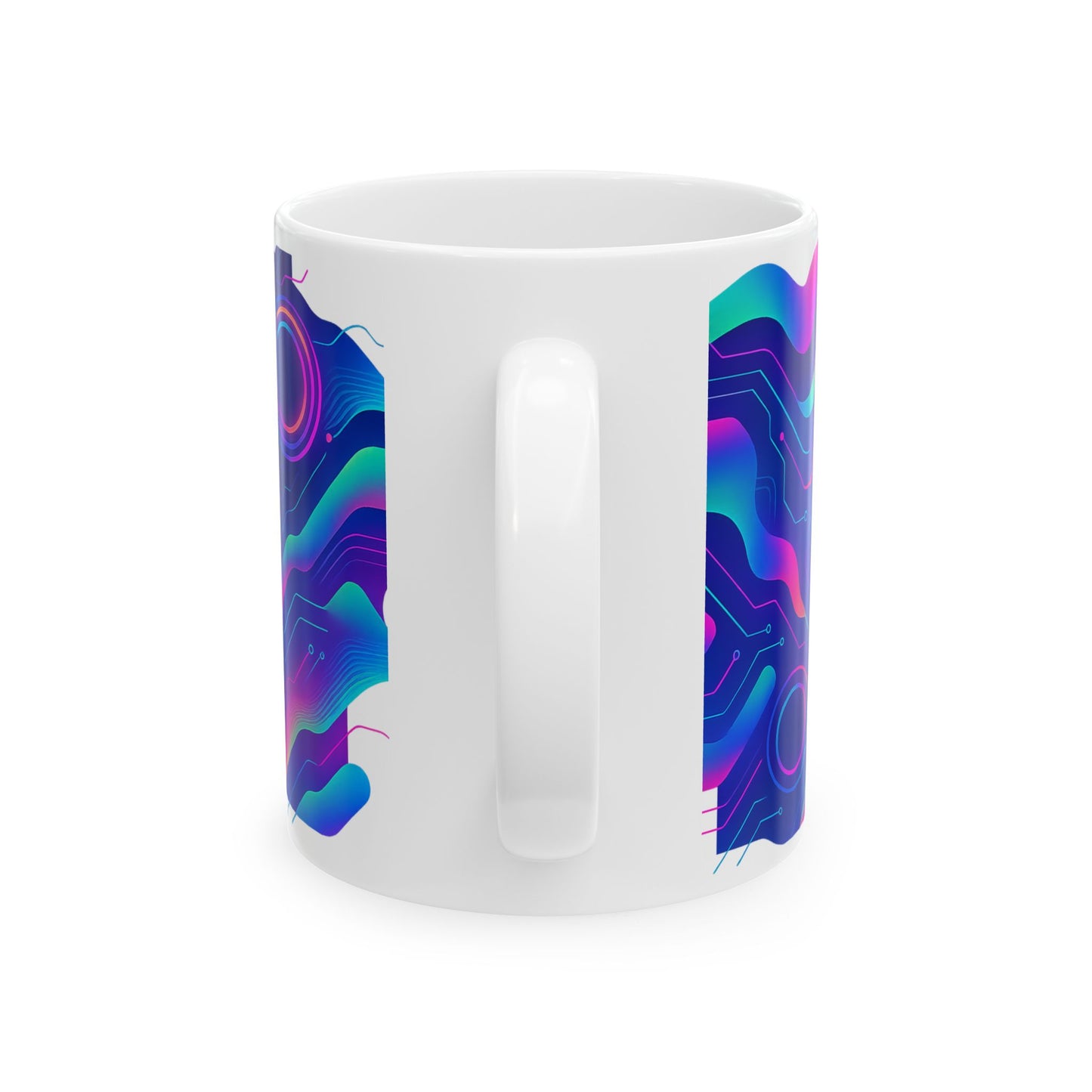 Colorful Circuit Pattern Ceramic Mug | Tech Gift, Coffee Cup, Unique Mug, Geeky Kitchenware, Home Decor