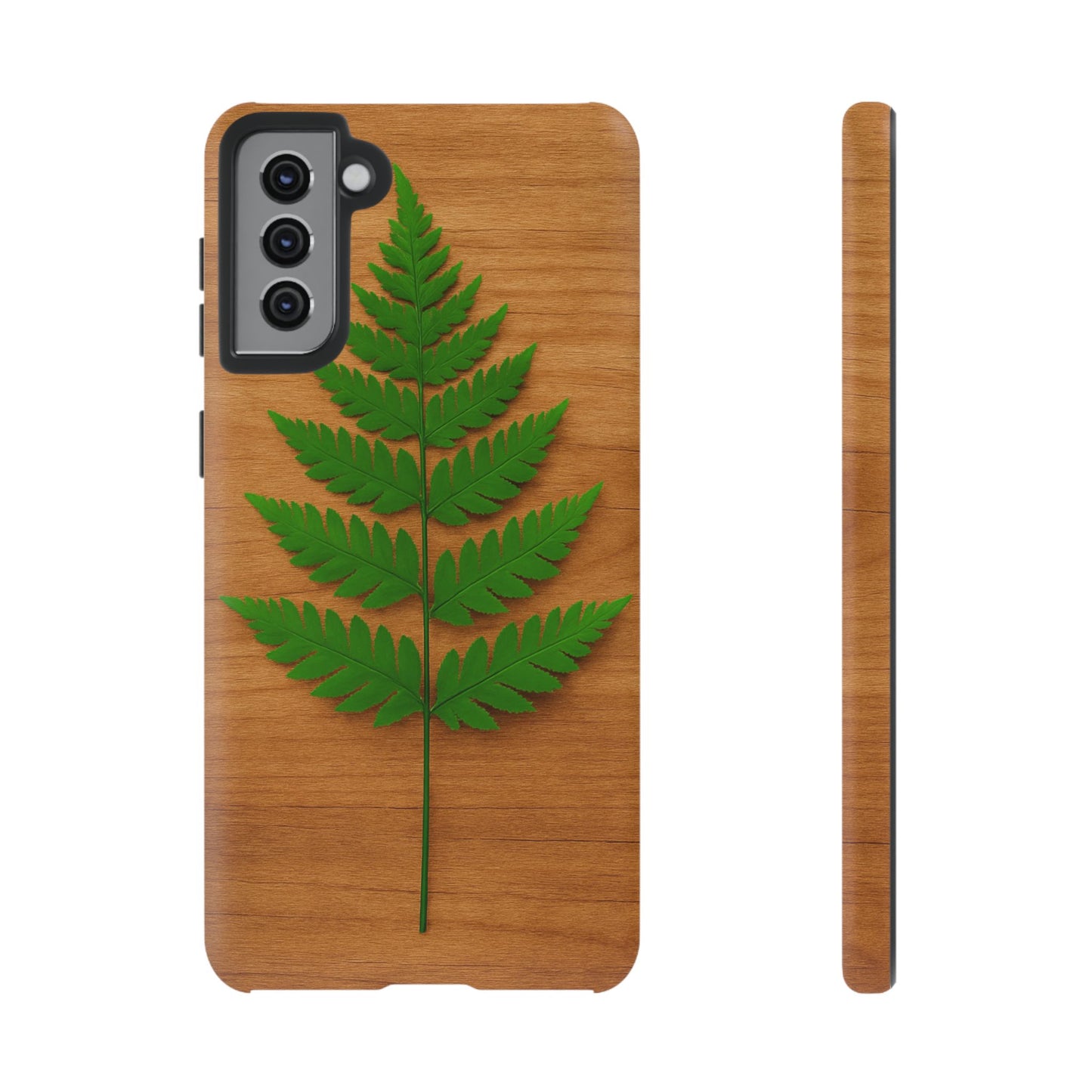 Wooden Fern Phone Case - Eco-Friendly Tough Cases for Nature Lovers, Unique Gift, Customizable Design, Nature-Themed Accessories