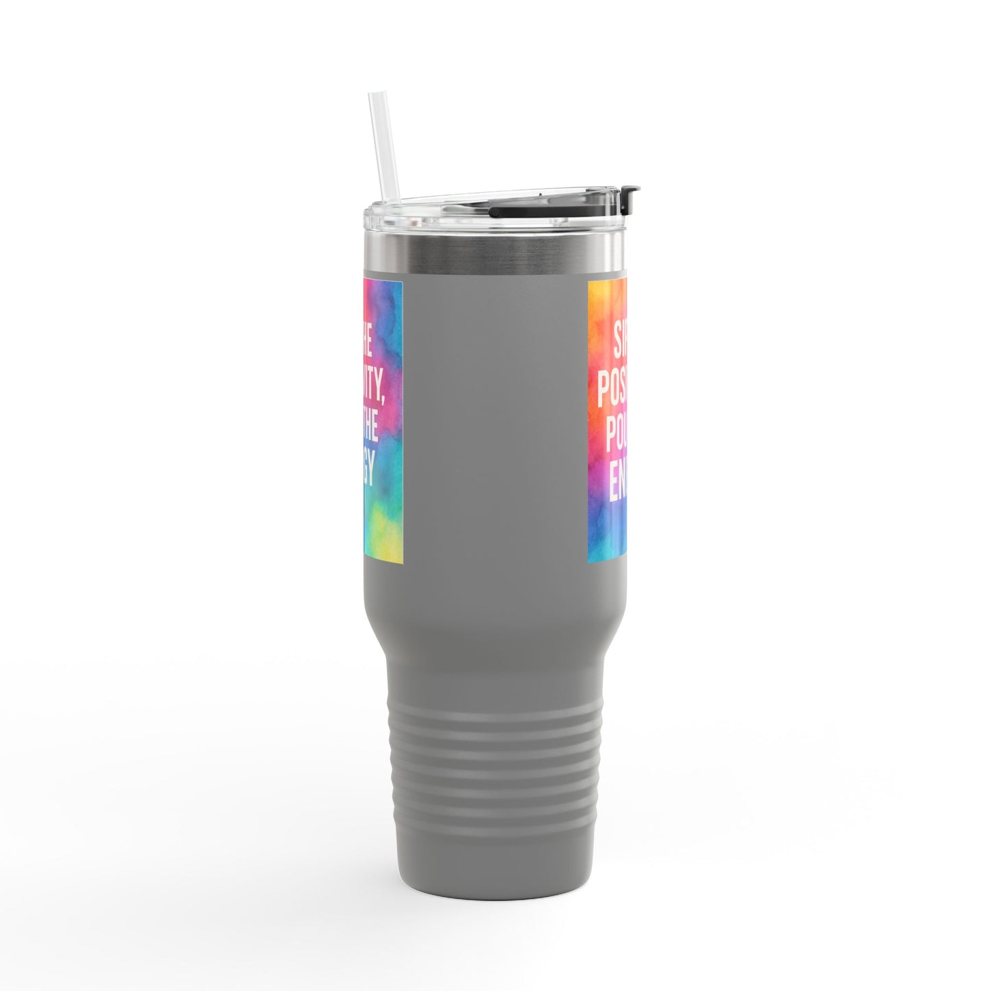 Vibrant Insulated Travel Mug | Sip the Positivity Mug, Hot Beverage Cup, Custom Drink Container, Colorful Tumblers, Travel Coffee Cup