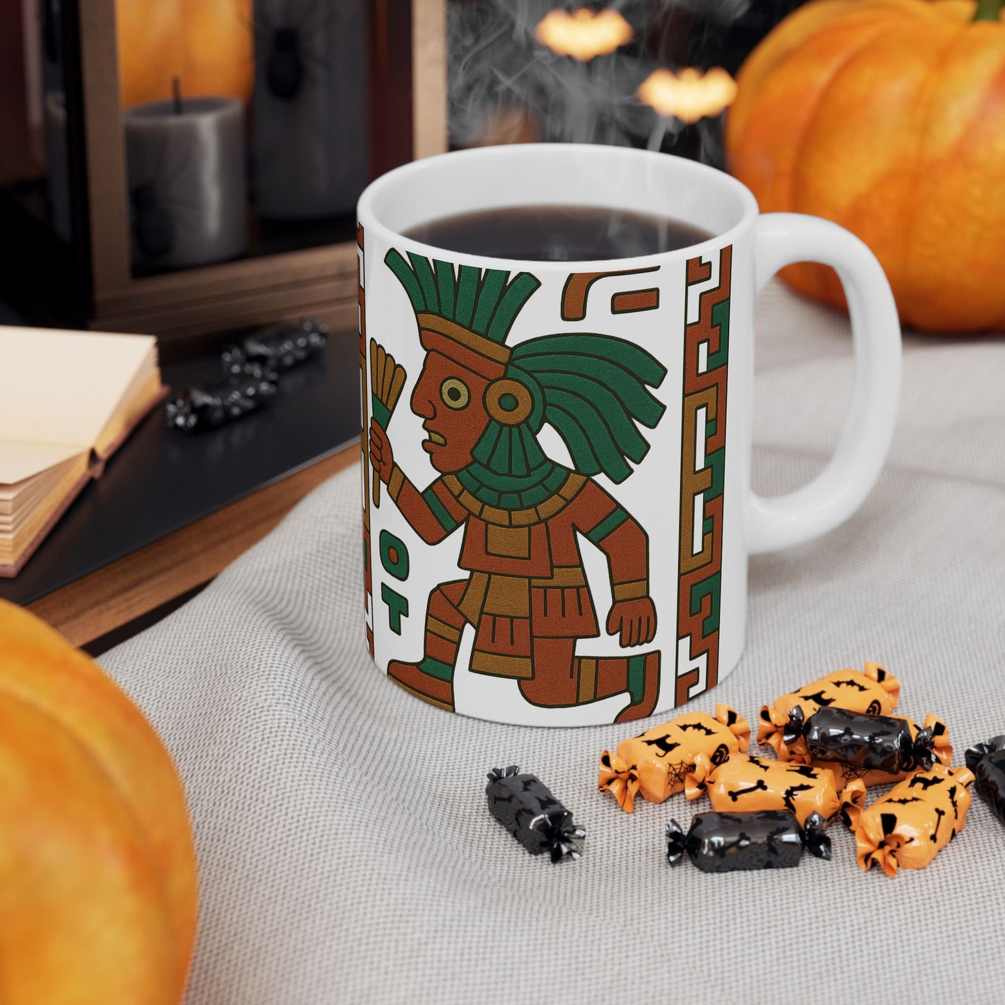 Ceramic Mug with Aztec Design, Coffee Lover's Gift, Unique Kitchenware, Boho Home Decor, Ethnic Art Mug, aztec