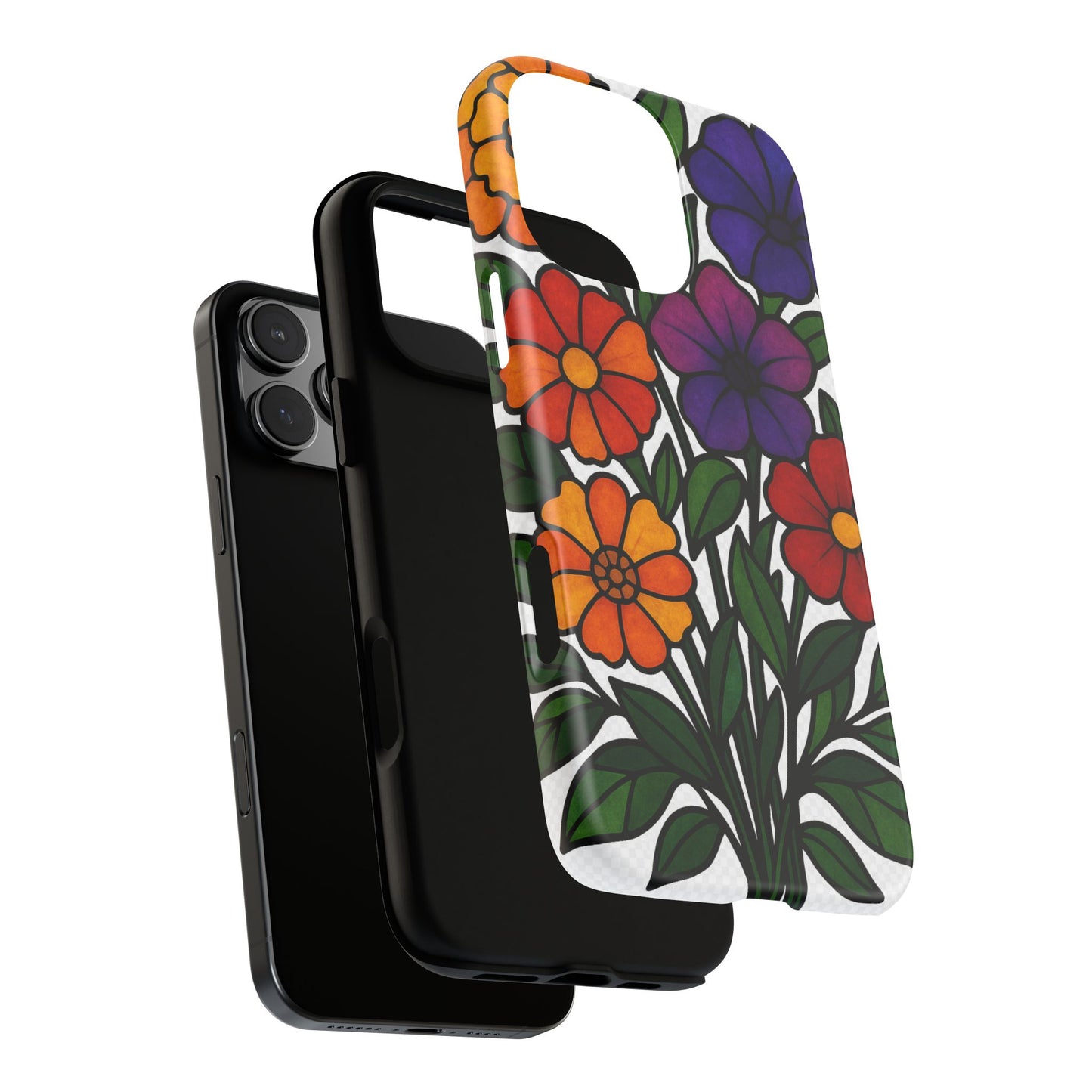 Floral Phone Case, Tough Cases with Colorful Flower Design, Gift for Flower Lovers, Summer Accessories, Trendy Phone Cover