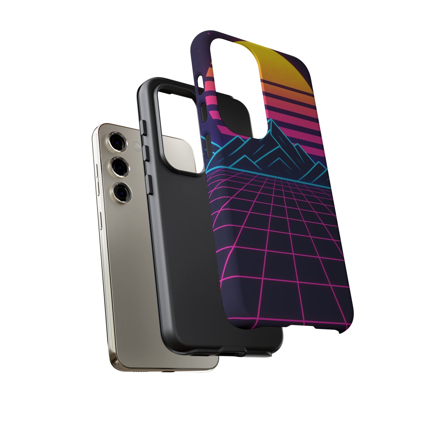 Retro Sunset Phone Case, Vintage Neon Case, 80s Aesthetic Cover, Gift for Tech Lovers, Unique Phone Accessories