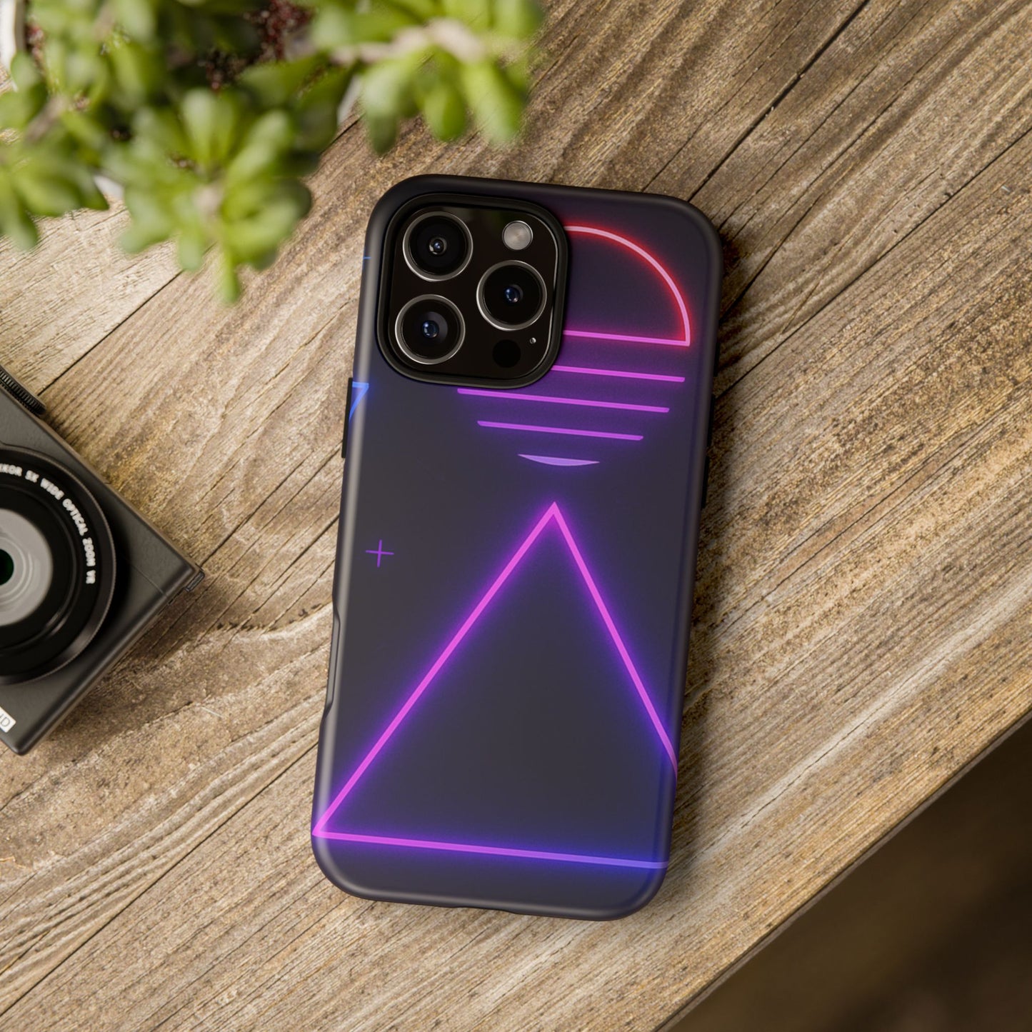 Retro Neon Phone Case, Tough Cases for iPhone, 80s Aesthetic Phone Cover, Abstract Neon Design, Gift for Tech Lovers