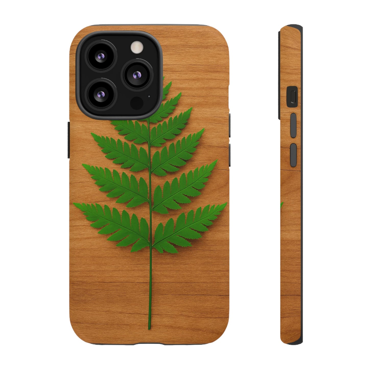 Wooden Fern Phone Case - Eco-Friendly Tough Cases for Nature Lovers, Unique Gift, Customizable Design, Nature-Themed Accessories