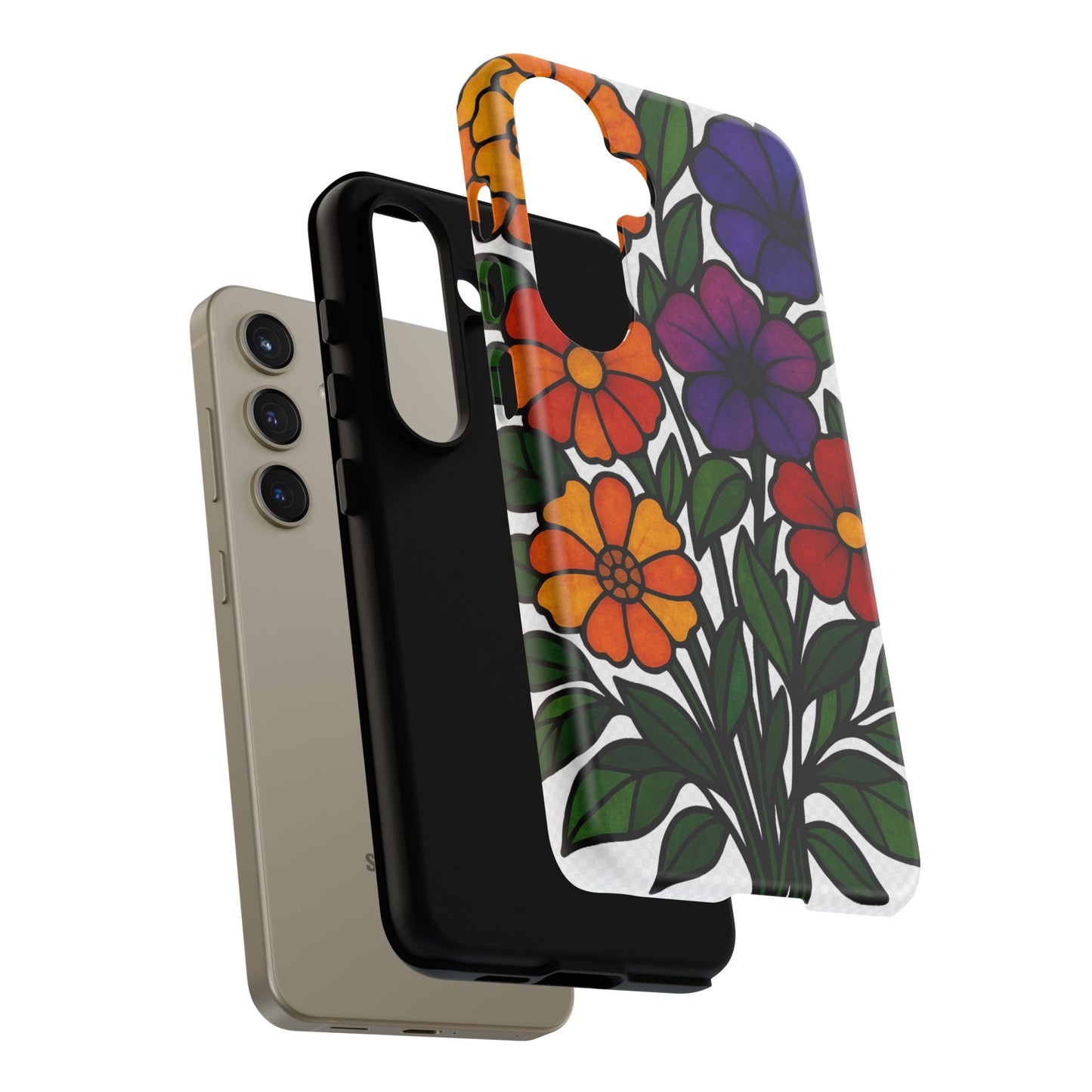Floral Phone Case, Tough Cases with Colorful Flower Design, Gift for Flower Lovers, Summer Accessories, Trendy Phone Cover