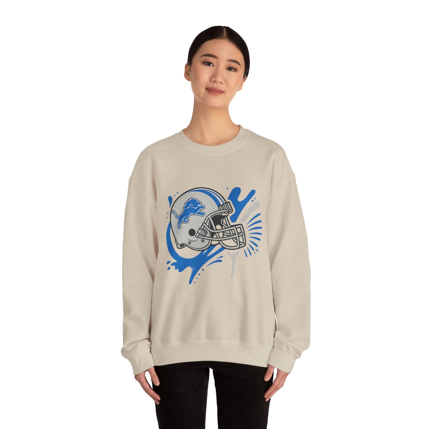 Detroit Lions Sweatshirt, Unisex Heavy Blend Crewneck, Game Day Apparel, Sports Fan Gift, NFL Team Merchandise, Casual Comfort