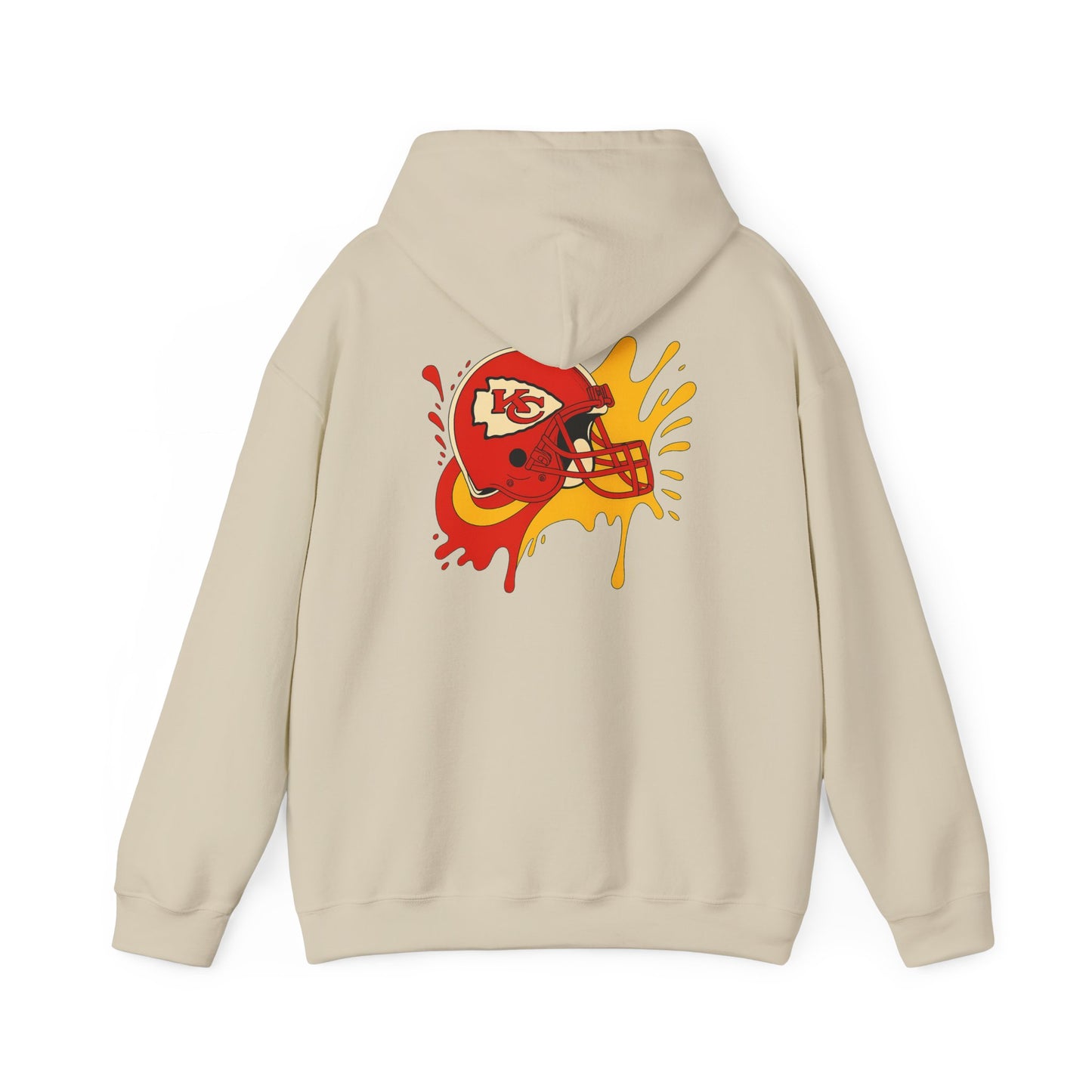 Sporty Graffiti Hoodie for Chiefs Fans, Versatile Streetwear, Perfect Gift for Game Day, Fashionable Fall Layer, Unisex Heavy Blend