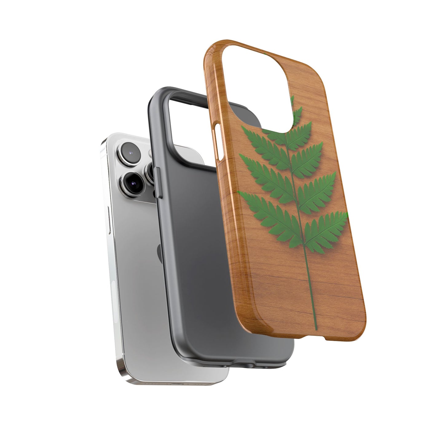 Wooden Fern Phone Case - Eco-Friendly Tough Cases for Nature Lovers, Unique Gift, Customizable Design, Nature-Themed Accessories