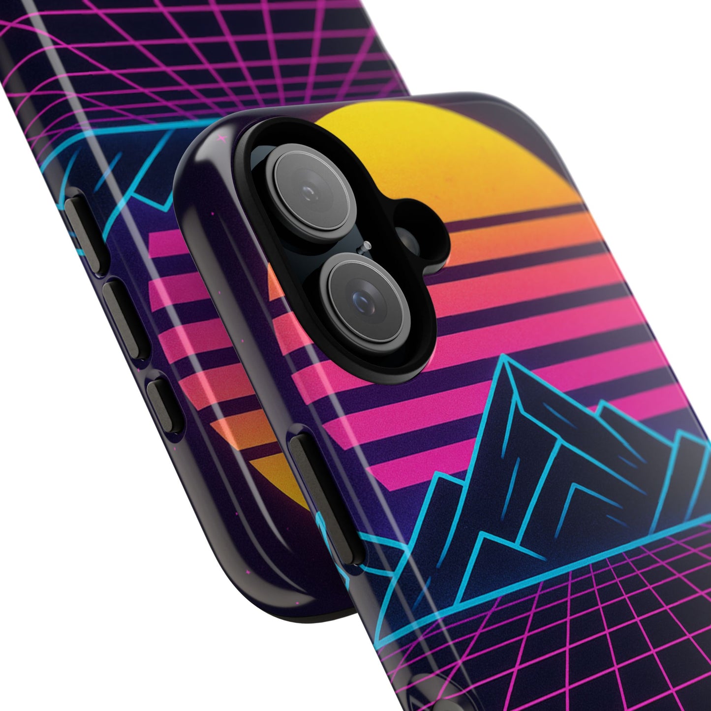 Retro Sunset Phone Case, Vintage Neon Case, 80s Aesthetic Cover, Gift for Tech Lovers, Unique Phone Accessories