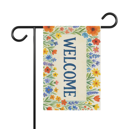 Cheerful Floral Welcome Banner, Garden Decor, Home Entrance Sign, Spring Decor, Outdoor Living, Housewarming Gift