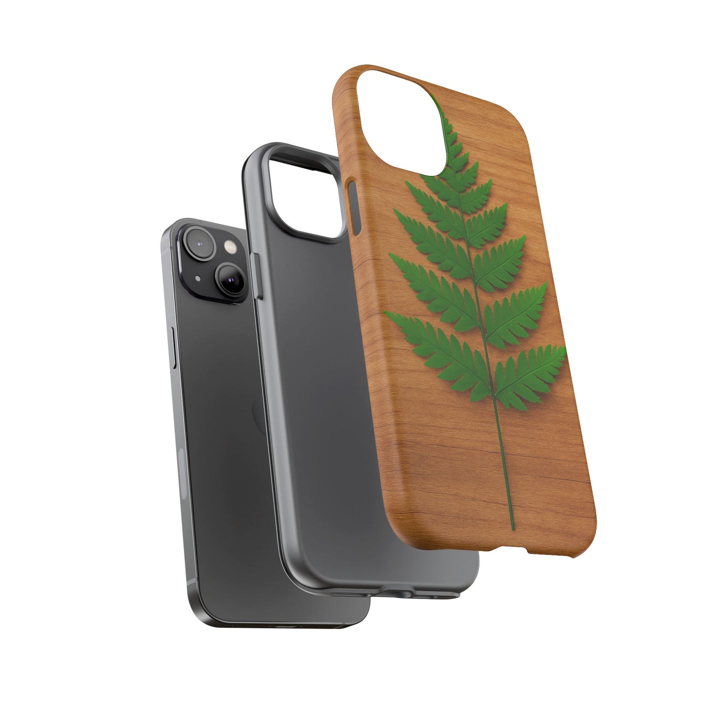 Wooden Fern Phone Case - Eco-Friendly Tough Cases for Nature Lovers, Unique Gift, Customizable Design, Nature-Themed Accessories
