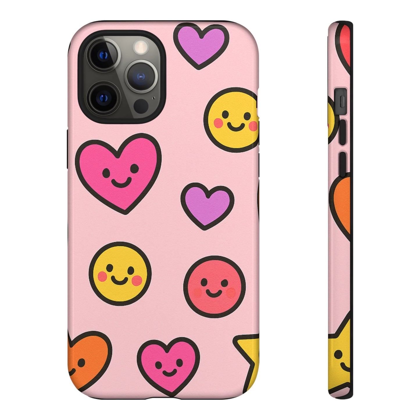 Cute Phone Case with Smiley Faces and Hearts, Fun Gift for Kids and Teens, Cellphone Protector, Birthday Present, Cute Accessories