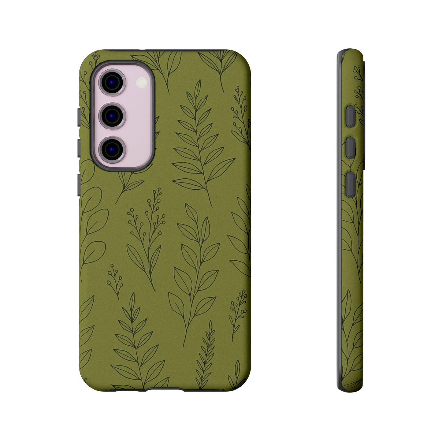 Stylish Phone Case, Botanical Design, Tough Phone Cover, Green Floral Case, Nature Inspired Gift, Eco-Friendly Accessory