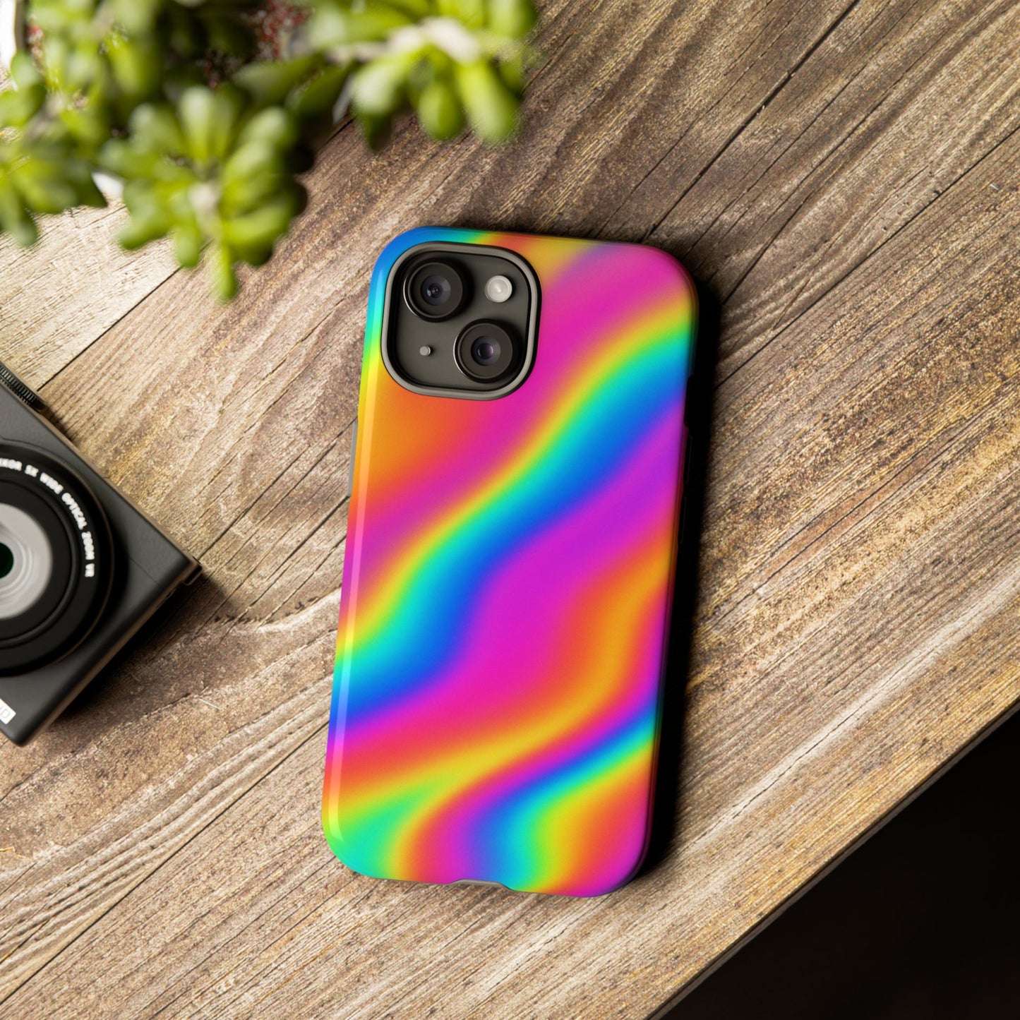 Rainbow Wavy Phone Case - Colorful Tough Cases for Stylish Protection, LGBTQ+ Pride Gift, Trendy Phone Accessory, Birthday, Holiday Present