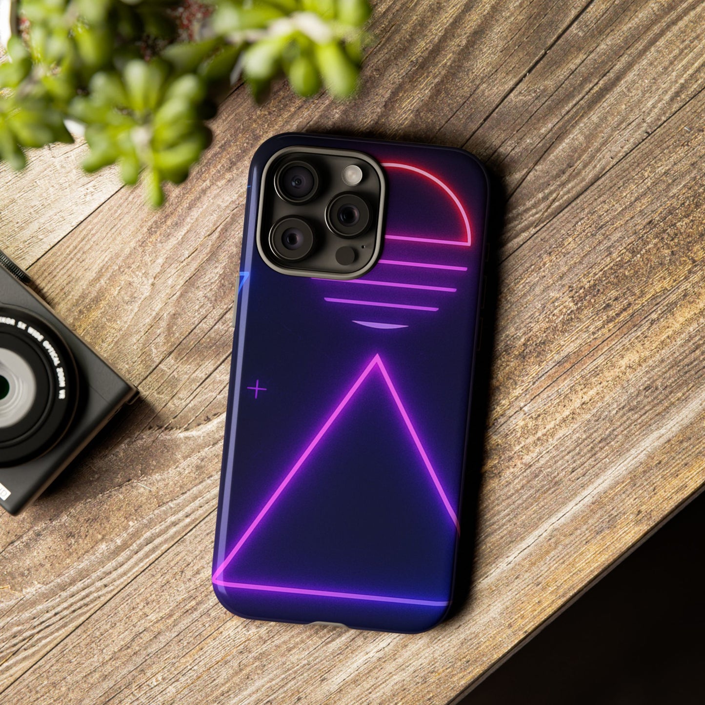 Retro Neon Phone Case, Tough Cases for iPhone, 80s Aesthetic Phone Cover, Abstract Neon Design, Gift for Tech Lovers