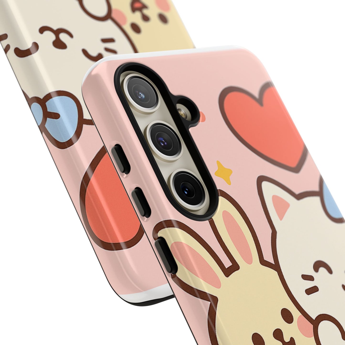 Cute Animal Phone Case -Tough Cases with Bunny and Cat Design, Kawaii Gift for Kids, Birthday, Everyday Use, Phone Accessories, teenage girl