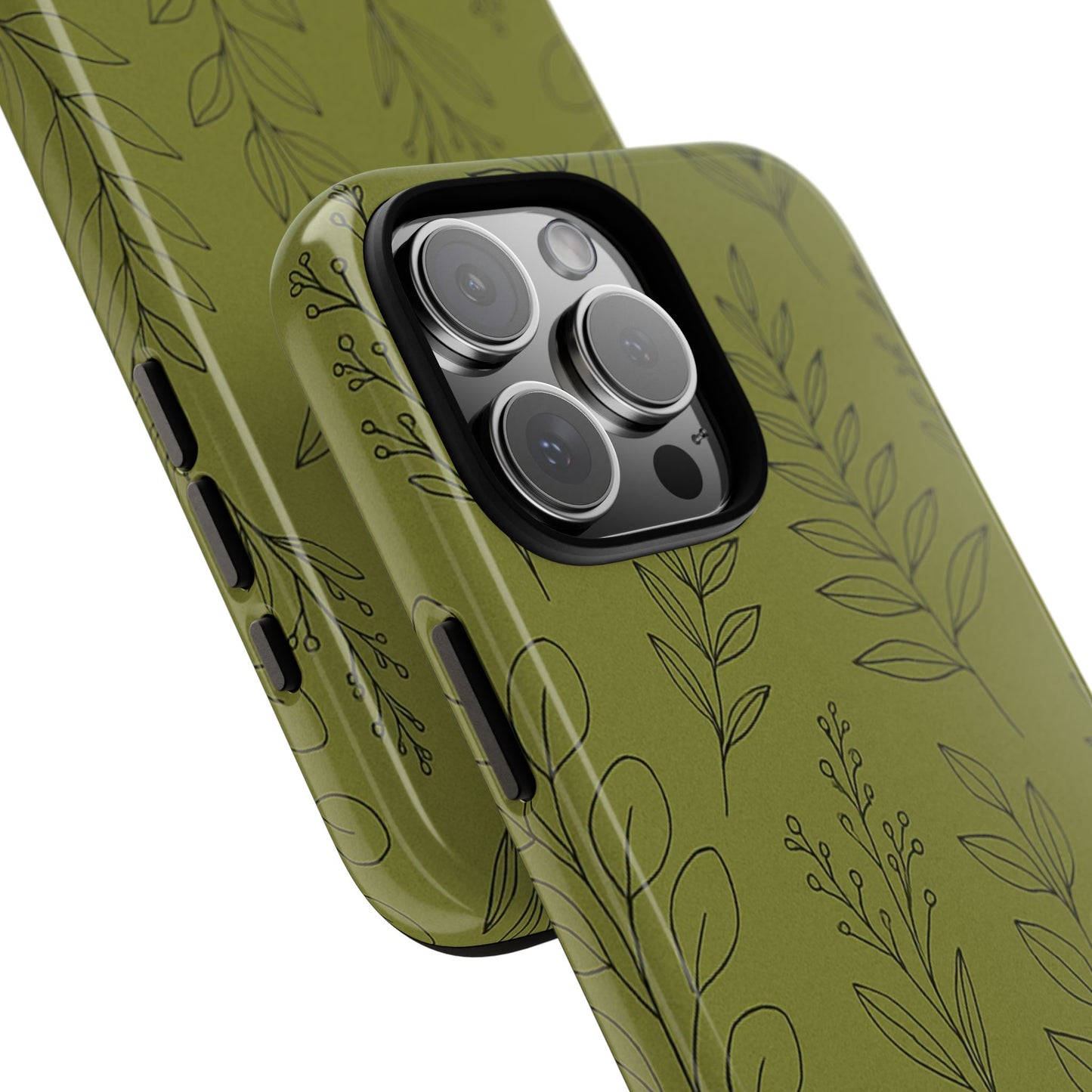 Stylish Phone Case, Botanical Design, Tough Phone Cover, Green Floral Case, Nature Inspired Gift, Eco-Friendly Accessory