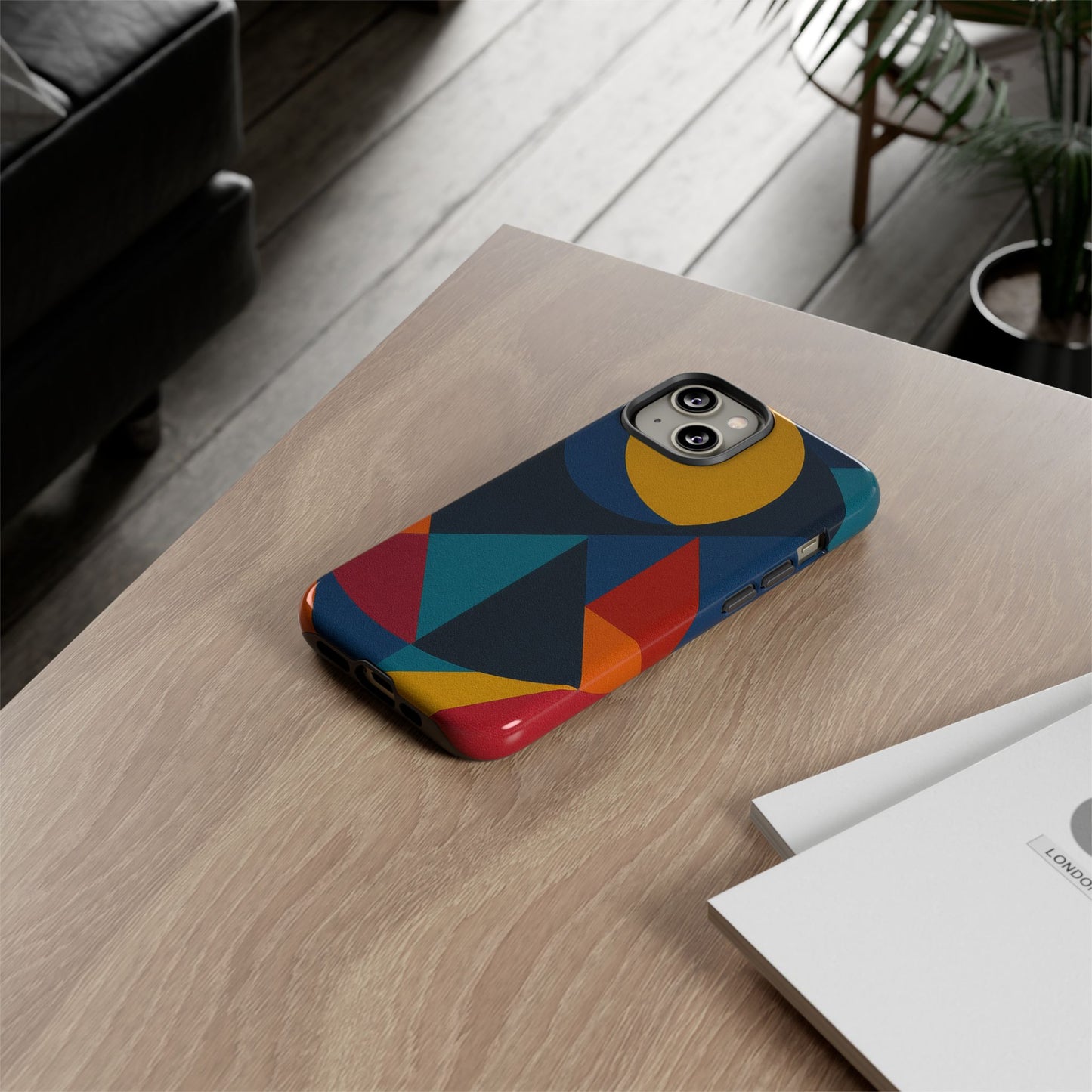 Vibrant Phone Case, Colorful Phone Cover, Geometric Design, Artistic Gift, Trendy Accessory, Vibrant Colors, Unique Design
