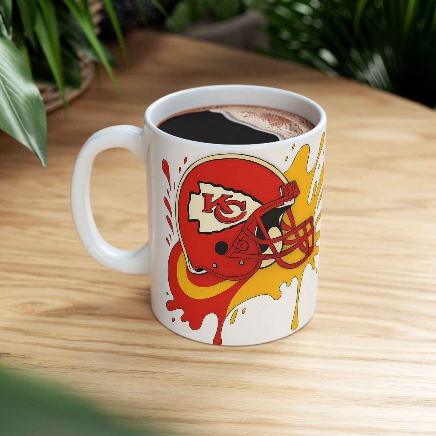 Kansas City Football Mug, Team Spirit Coffee Cup, Sports Fan Gift, NFL Ceramics, Game Day Mug, Red and Gold Design