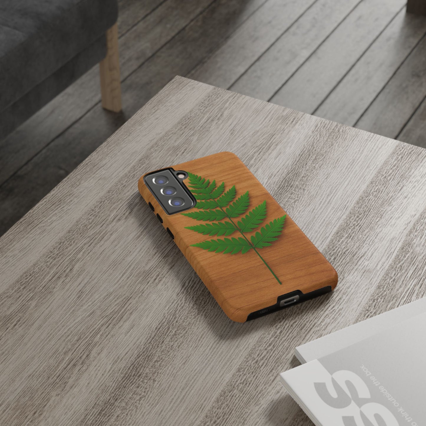 Wooden Fern Phone Case - Eco-Friendly Tough Cases for Nature Lovers, Unique Gift, Customizable Design, Nature-Themed Accessories