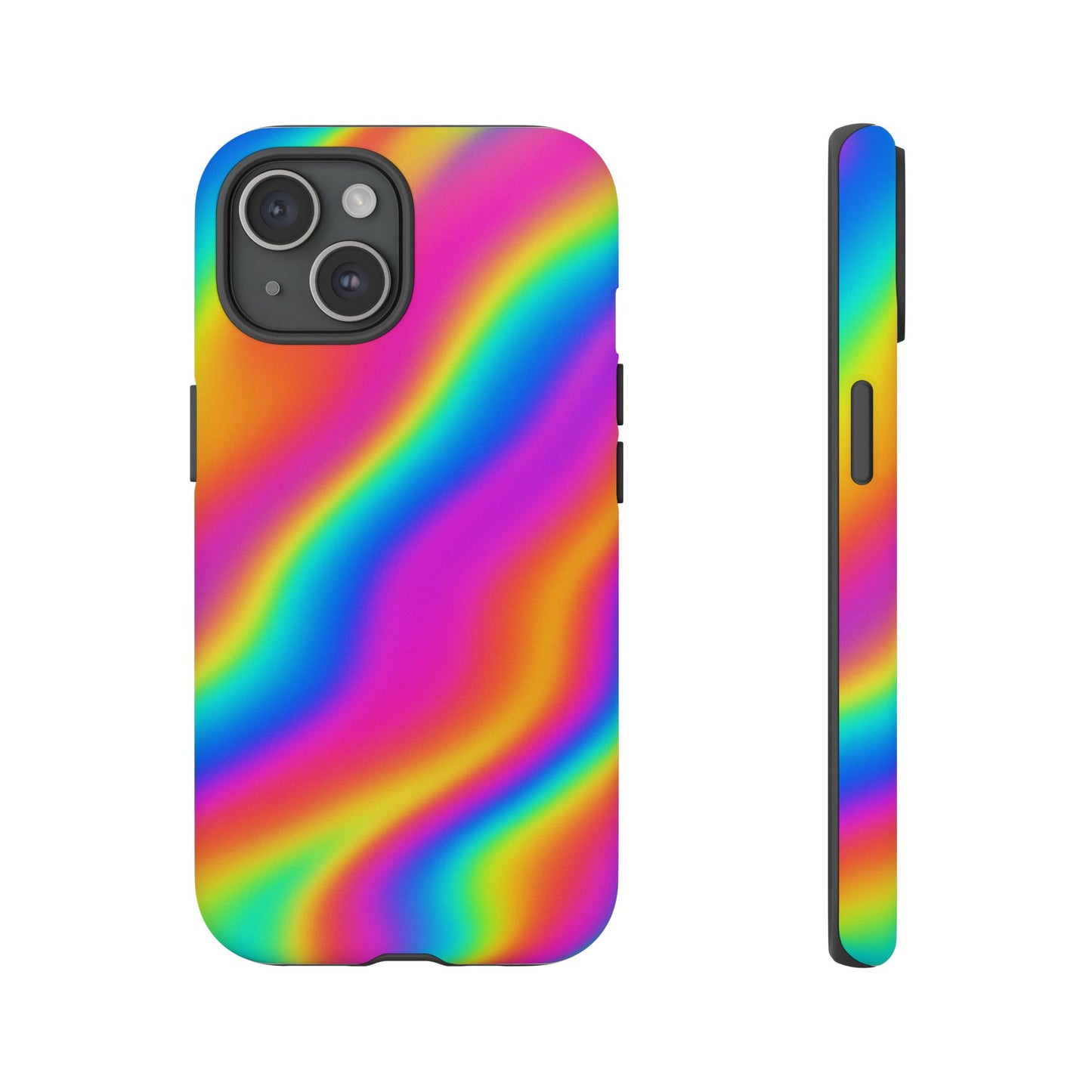 Rainbow Wavy Phone Case - Colorful Tough Cases for Stylish Protection, LGBTQ+ Pride Gift, Trendy Phone Accessory, Birthday, Holiday Present