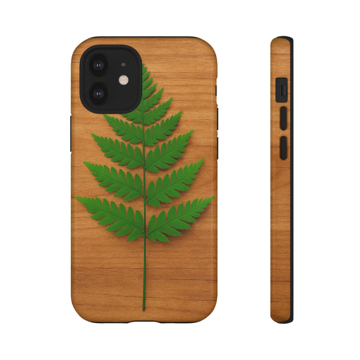 Wooden Fern Phone Case - Eco-Friendly Tough Cases for Nature Lovers, Unique Gift, Customizable Design, Nature-Themed Accessories