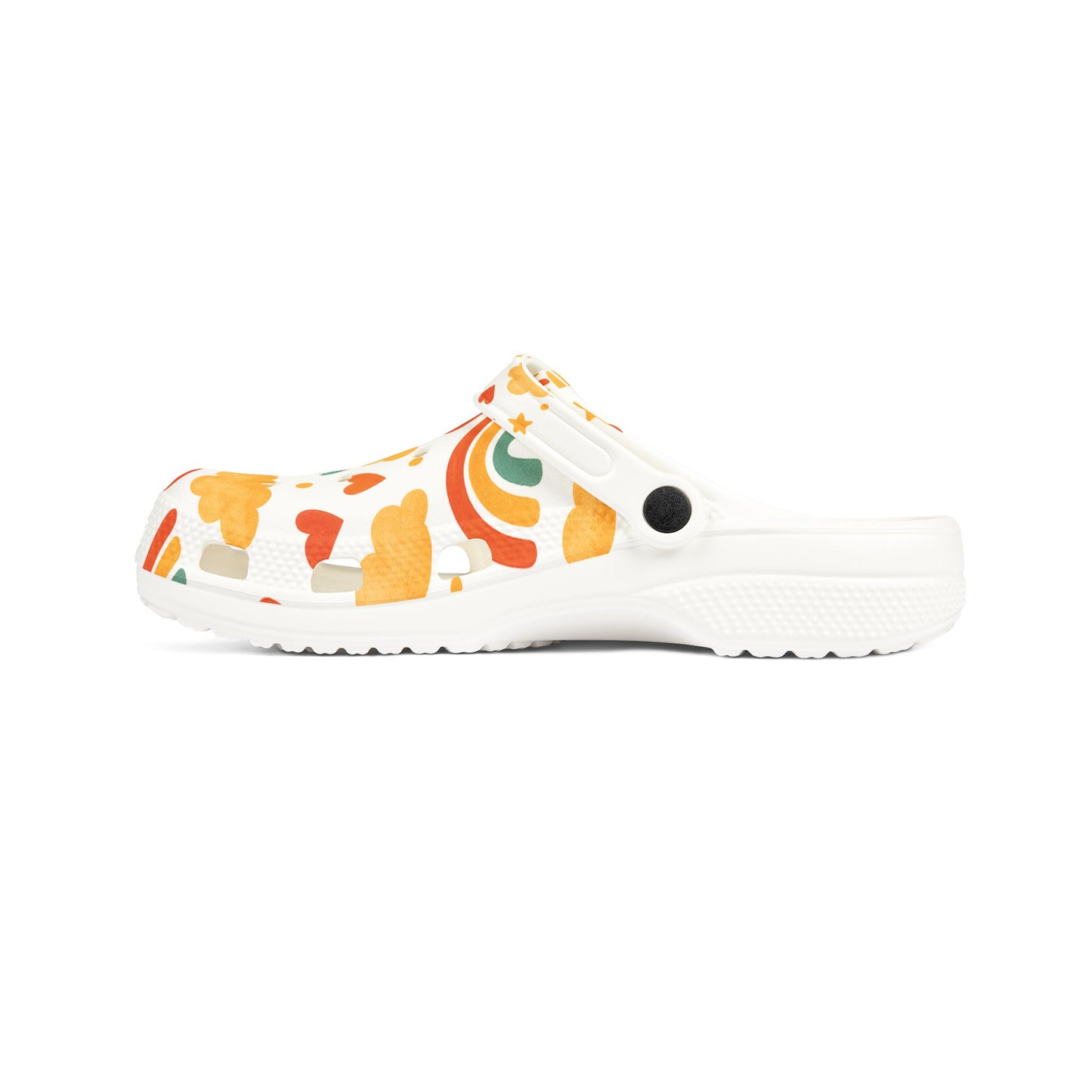 Vibrant EVA Foam Crocs – Fun Rainbow & Heart Design, Slip-On Comfort Shoes, Perfect for Summer Fun, Gardening, Holidays, Gifts