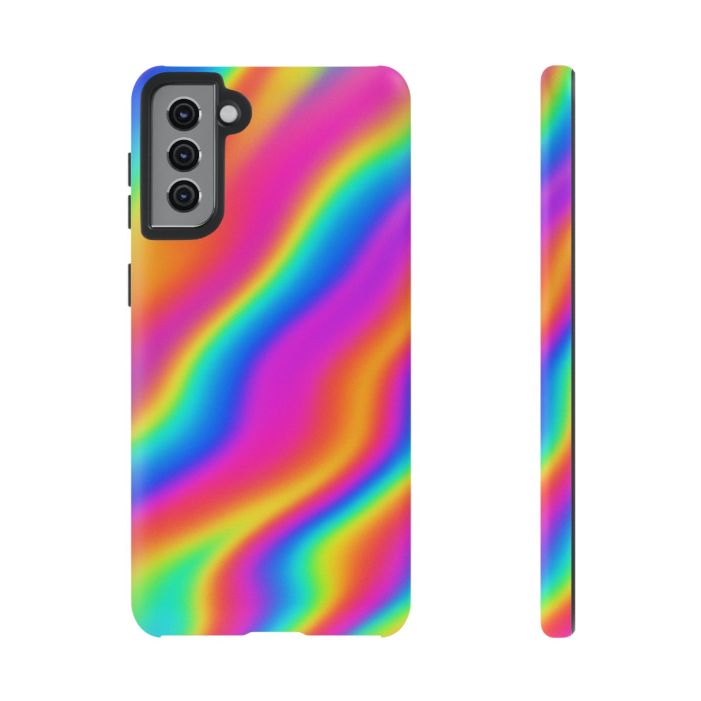 Rainbow Wavy Phone Case - Colorful Tough Cases for Stylish Protection, LGBTQ+ Pride Gift, Trendy Phone Accessory, Birthday, Holiday Present