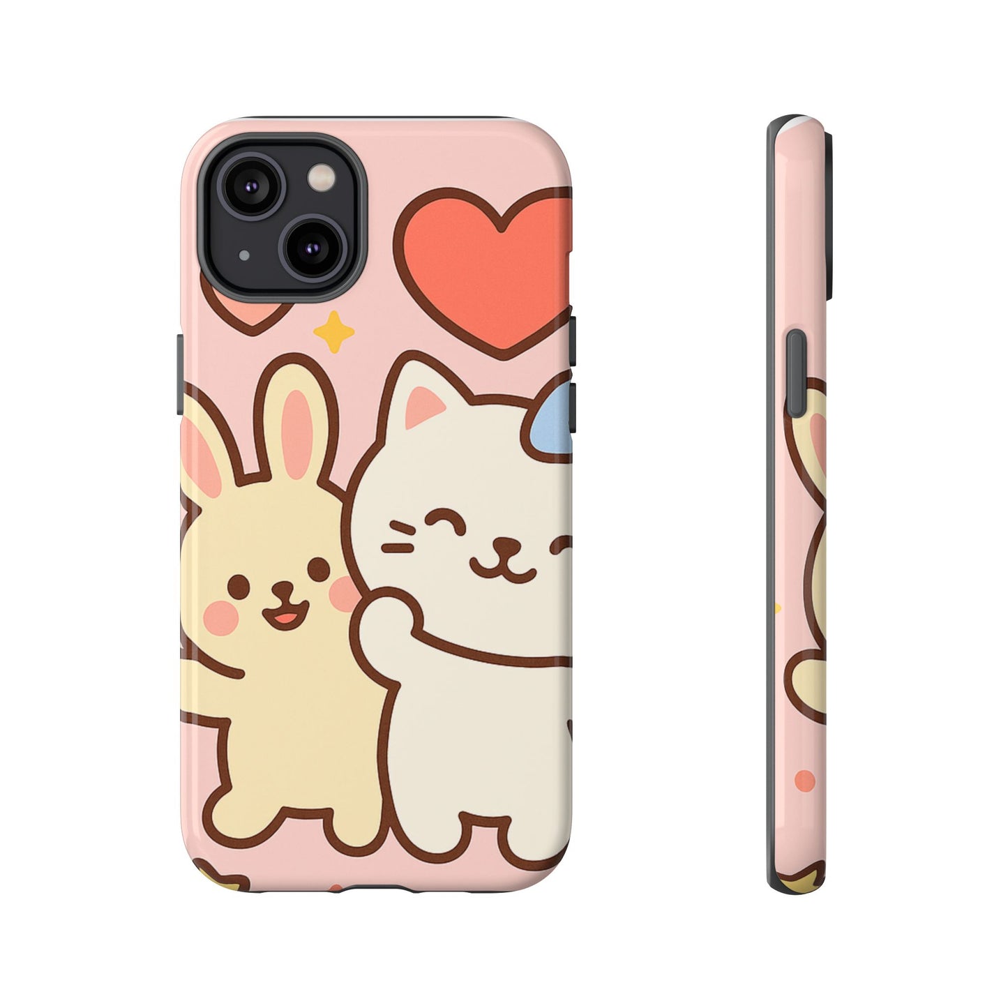 Cute Animal Phone Case -Tough Cases with Bunny and Cat Design, Kawaii Gift for Kids, Birthday, Everyday Use, Phone Accessories, teenage girl