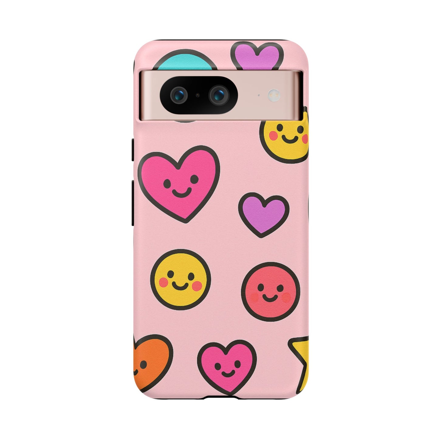 Cute Phone Case with Smiley Faces and Hearts, Fun Gift for Kids and Teens, Cellphone Protector, Birthday Present, Cute Accessories