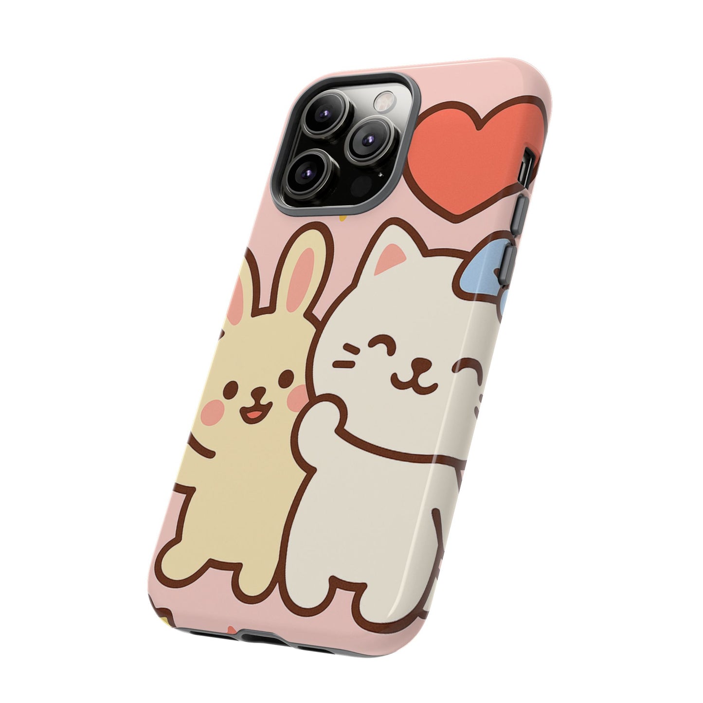 Cute Animal Phone Case -Tough Cases with Bunny and Cat Design, Kawaii Gift for Kids, Birthday, Everyday Use, Phone Accessories, teenage girl